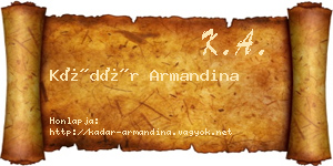 Kádár Armandina névjegykártya
